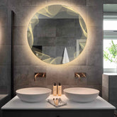 Specchio LED Rotondo | Pulsanti touch | Funzione anti-appannamento | Luce bianca calda - Reyze Serie Simetria Modello 3